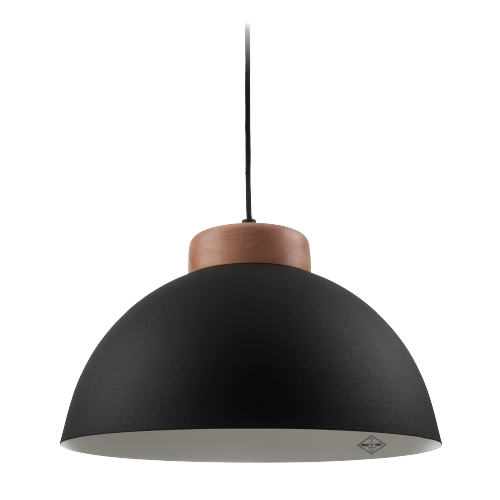 Colgante modelo Nordic E27 negro con madera 26cm de alto y 38cm de ancho